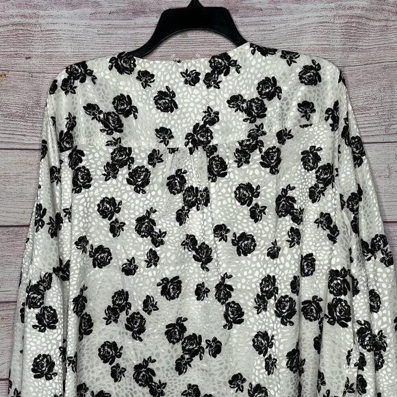 Lane Bryant Satin Floral Rose Full Sleeves Girly Romantic Top Blouse Size 16 New - Picture 11 of 13